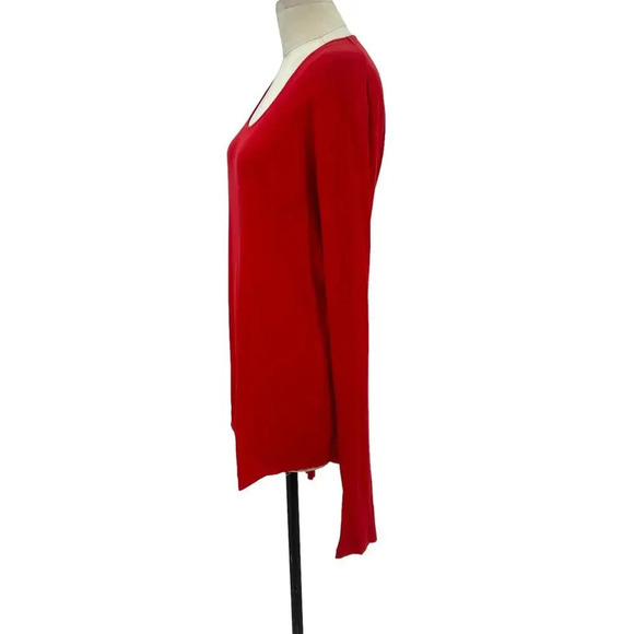 Balmain Red Cotton Ribbed Long Sleeve Scoop Neck Tee‎ Shirt Size XL **Flawed - Picture 7 of 12